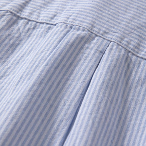 Blue Striped Cotton Loose Casual T-shirt