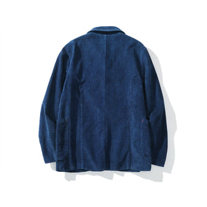 Handmade Plant-dyed Blue Corduroy Jacket