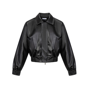 Vintage Padded Leather Short Jacket