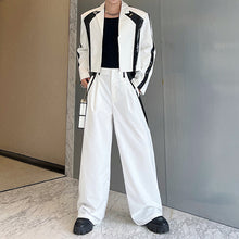Load image into Gallery viewer, Black White Contrasting Blazer Wide-leg Pants Two-piece Set
