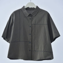Load image into Gallery viewer, Women's Japanese Minimalist Zigzag Stitch Short Sleeve Shirt
