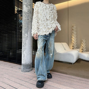Sequined Crew Neck Pullover Sweater