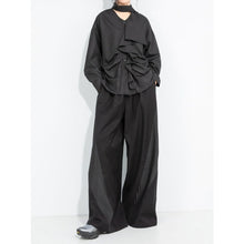 Load image into Gallery viewer, Women's Stripe Paneled Draped Loose Wide-leg Pants
