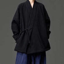 Load image into Gallery viewer, Fleece Lined Diagonal Placket Loose Hanfu Cardigan
