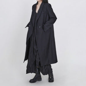 Dark Single-breasted Mid-length Suit Jacket