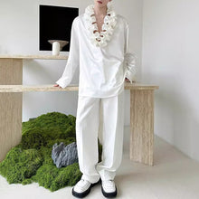 Load image into Gallery viewer, French V-neck Floral-Shaped Collar Vintage Satin Shirt
