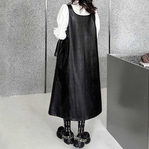 PU Leather Suspender Dress