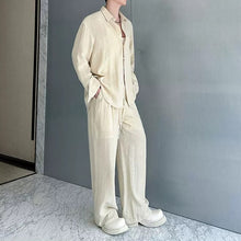Load image into Gallery viewer, Cotton-Linen Long-Sleeve Shirt Wide-Leg Pant Casual Two-piece Set
