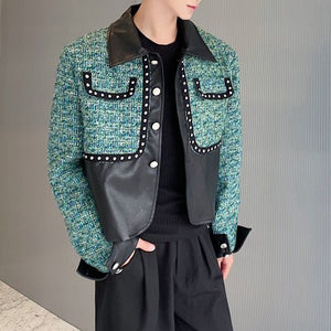 Retro PU Leather Patchwork Short Jacket