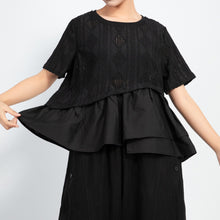 Load image into Gallery viewer, Hollow Top Fake Two-piece Stitching T-shirt
