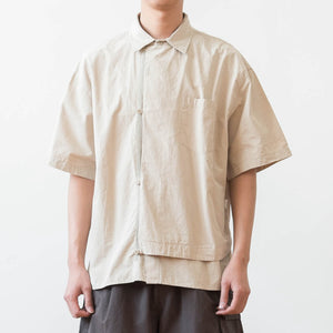 Thin Solid Color Short Sleeve Shirt Men's Loose Shirt