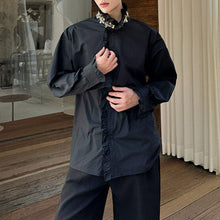 Load image into Gallery viewer, French Diamond Sequin Ruffle Patchwork Shirt
