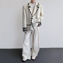 Load image into Gallery viewer, Woven Panel Check Double-Breasted Blazer
