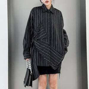Striped Loose POLO Collar Shirt
