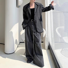 Load image into Gallery viewer, Vintage Distressed Washed Denim Jacket and Wide-leg Pants Two-piece Set
