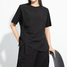 Load image into Gallery viewer, Ice Silk Hem Draped Curved Pleated Patchwork Top
