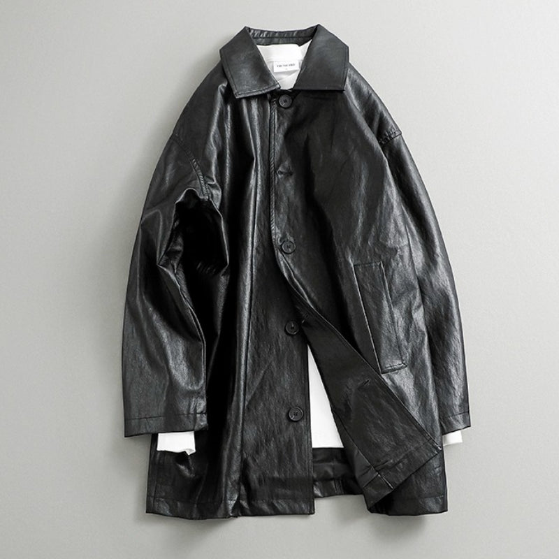 Japanese Retro PU Leather Windbreaker