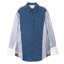 Load image into Gallery viewer, Vintage Patchwork Denim Long-sleeved Shirt

