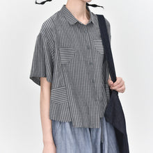 Load image into Gallery viewer, Women's Casual Retro Striped Short-sleeved Shirt
