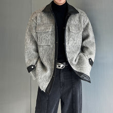 Load image into Gallery viewer, Studded Vintage Contrast Patchwork Woolen Jacket
