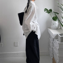 Load image into Gallery viewer, Deconstructed Drawstring Vertical Striped Loose Casual Shirt
