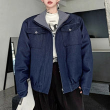 Load image into Gallery viewer, American Retro Plaid Patchwork Faux Two-piece Jacket
