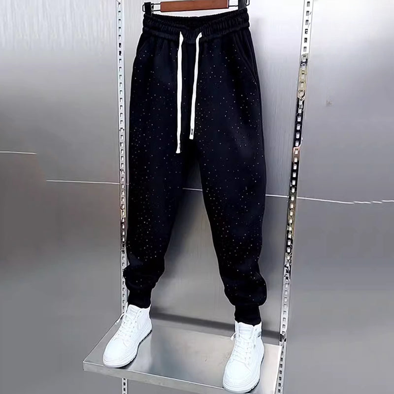 Starry Rhinestone Cuffed Sweatpants