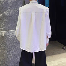 Load image into Gallery viewer, Lapel Loose Rhinestone Solid Color Shirt
