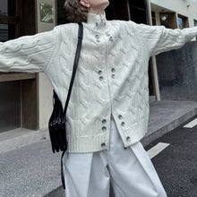Load image into Gallery viewer, Button Stand Collar Loose Sweater
