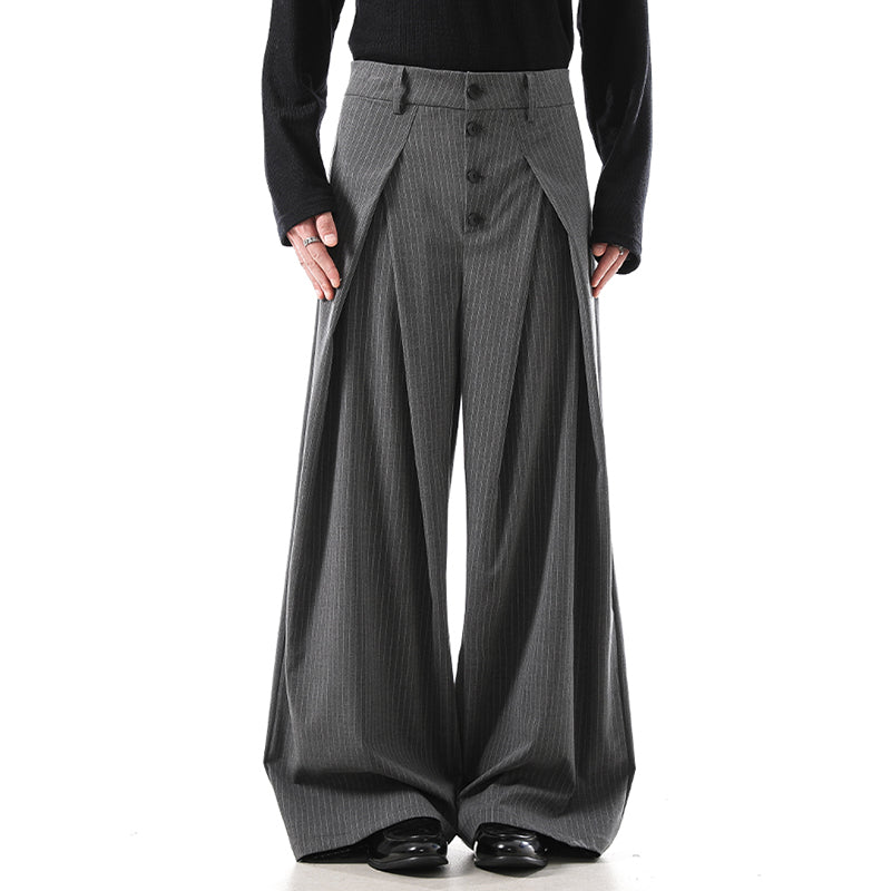American Striped Wide-leg Casual Suit Pants