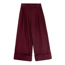 Load image into Gallery viewer, Cuffed Wide-leg Cotton High-rise Straight-leg Trousers
