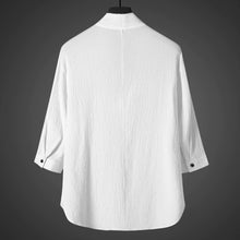 Load image into Gallery viewer, Vintage Ice Silk Loose Zen Clothes Half Sleeve T-shirt Drawstring Pants Two-Piece Set

