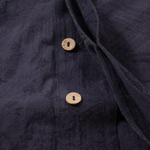 Cotton and Linen Jacquard Vintage Half Sleeve Shirt
