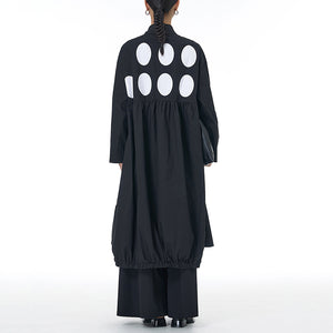 Loose Lapel Polka Dot Long Shirt Jacket