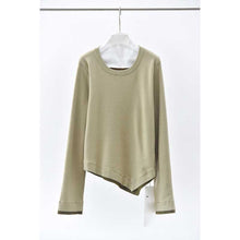 Load image into Gallery viewer, Women's Color-blocked Patchwork Faux Two-piece Pointed Hem Thin Sweater
