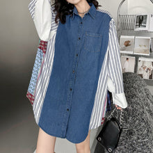 Load image into Gallery viewer, Vintage Patchwork Denim Long-sleeved Shirt
