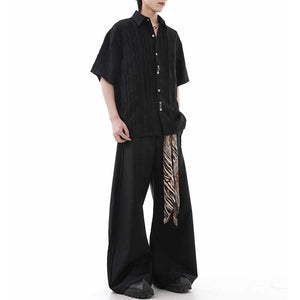 American Loose Textured Pleated Shirt