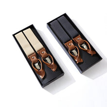 Load image into Gallery viewer, Adjustable Detachable Y Back Leather Suspenders Braces
