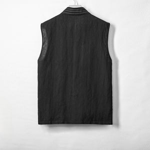 Cotton and Linen Striped Thin Breathable Vest Sleeveless
