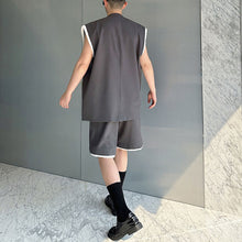 Load image into Gallery viewer, Contrast Color Stitching Sleeveless Vest Straight Shorts Two-piece Set
