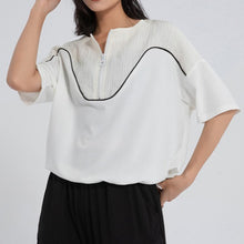Load image into Gallery viewer, Women's Loose Drawstring Zipper T-shirt
