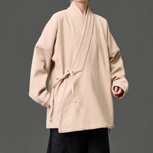 Load image into Gallery viewer, Fleece Lined Diagonal Placket Loose Hanfu Cardigan
