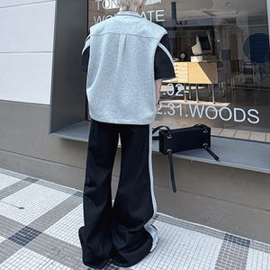 Patchwork Contrast Color Jacket Casual Loose Trousers Two-piece Set