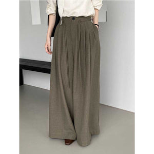 Pleated Drawstring Casual Wide-leg Pants