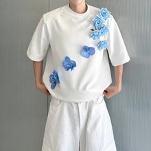 Load image into Gallery viewer, 3D Blue Floral Applique Oversized T-Shirt
