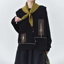 Load image into Gallery viewer, Retro Curved Placket Jacquard Sweater Vest
