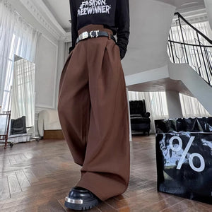 Retro 3D Pleated Casual Wide-leg Trousers