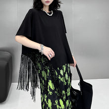 Load image into Gallery viewer, Heavy Tassel Round Neck Loose T-Shirt
