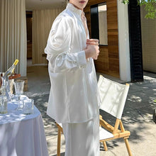 Load image into Gallery viewer, French Satin Ribbon Stitching Deep V-neck Shirt
