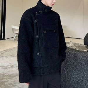 Winter Stand Collar Large Pocket Polar Fleece Coat